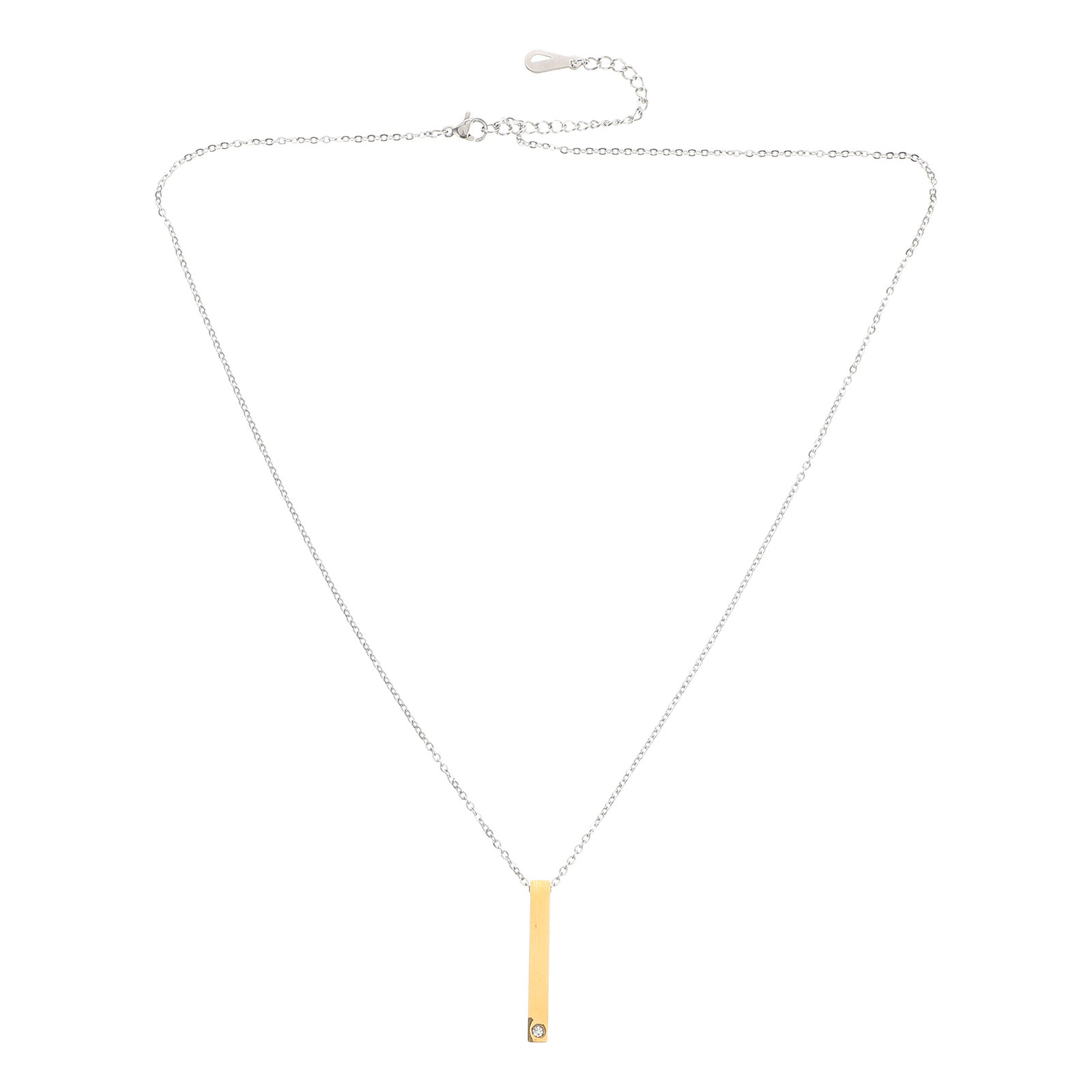 Name Necklace Custom - Sleek Stainless Steel Rectangle Bar Necklace