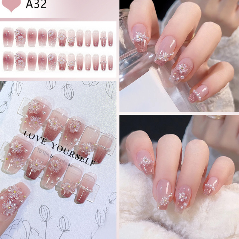 24pcs Medium Long Acrylic Fake - Pressed Flower Art recension och pris