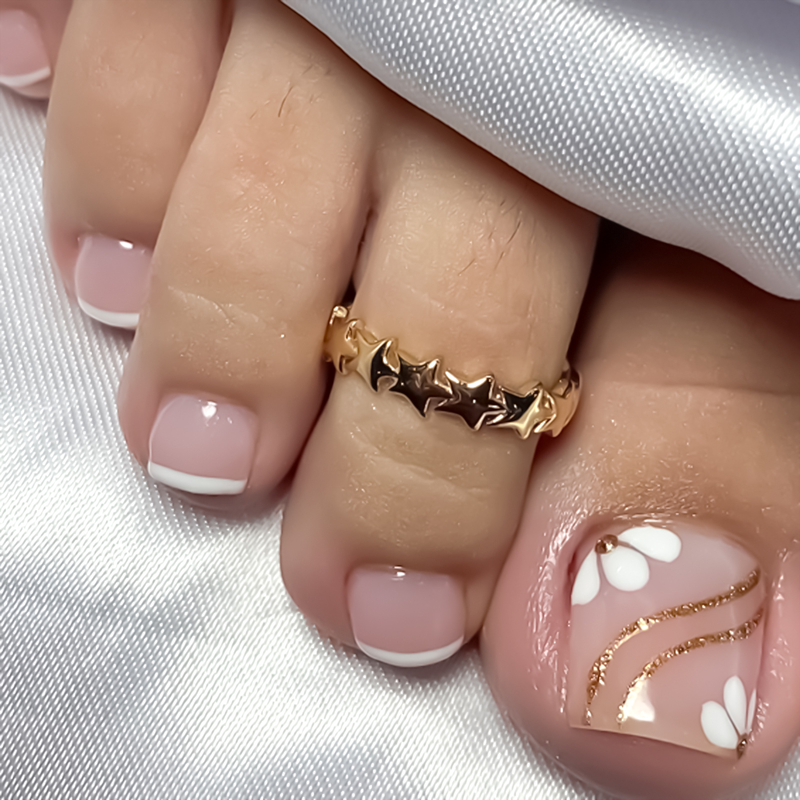 Nude Pink Color Fake Toenails  - Pressed Flower Art recension och pris