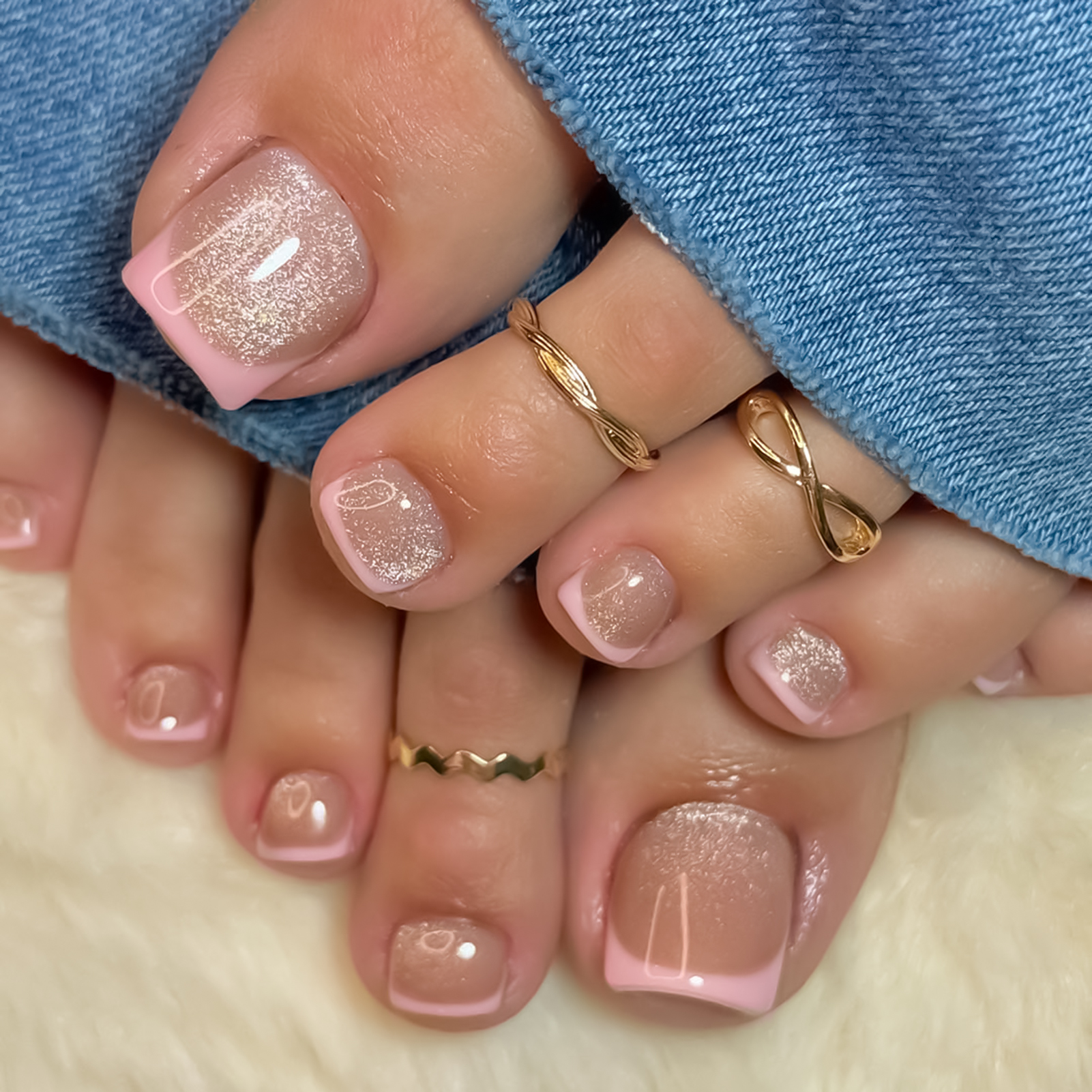 Nude Pink Color Fake Toenails  - Pressed Flower Art recension och pris