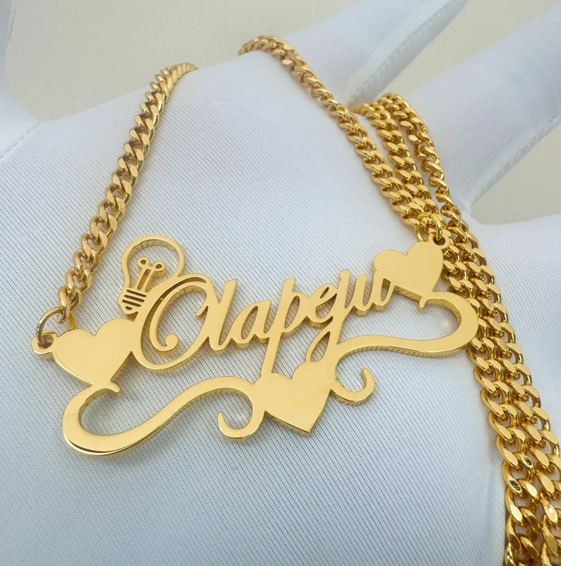 Handcrafted Gold Color Name Ne - Name Necklace Custom recension och pris