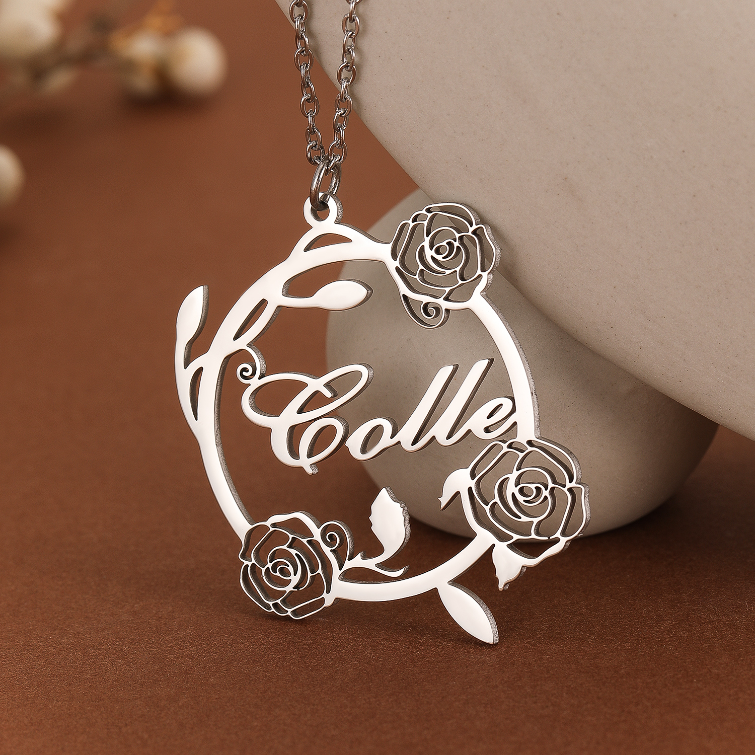 1pc Custom Rose Flower Name Ne - Name Necklace Custom recension och pris