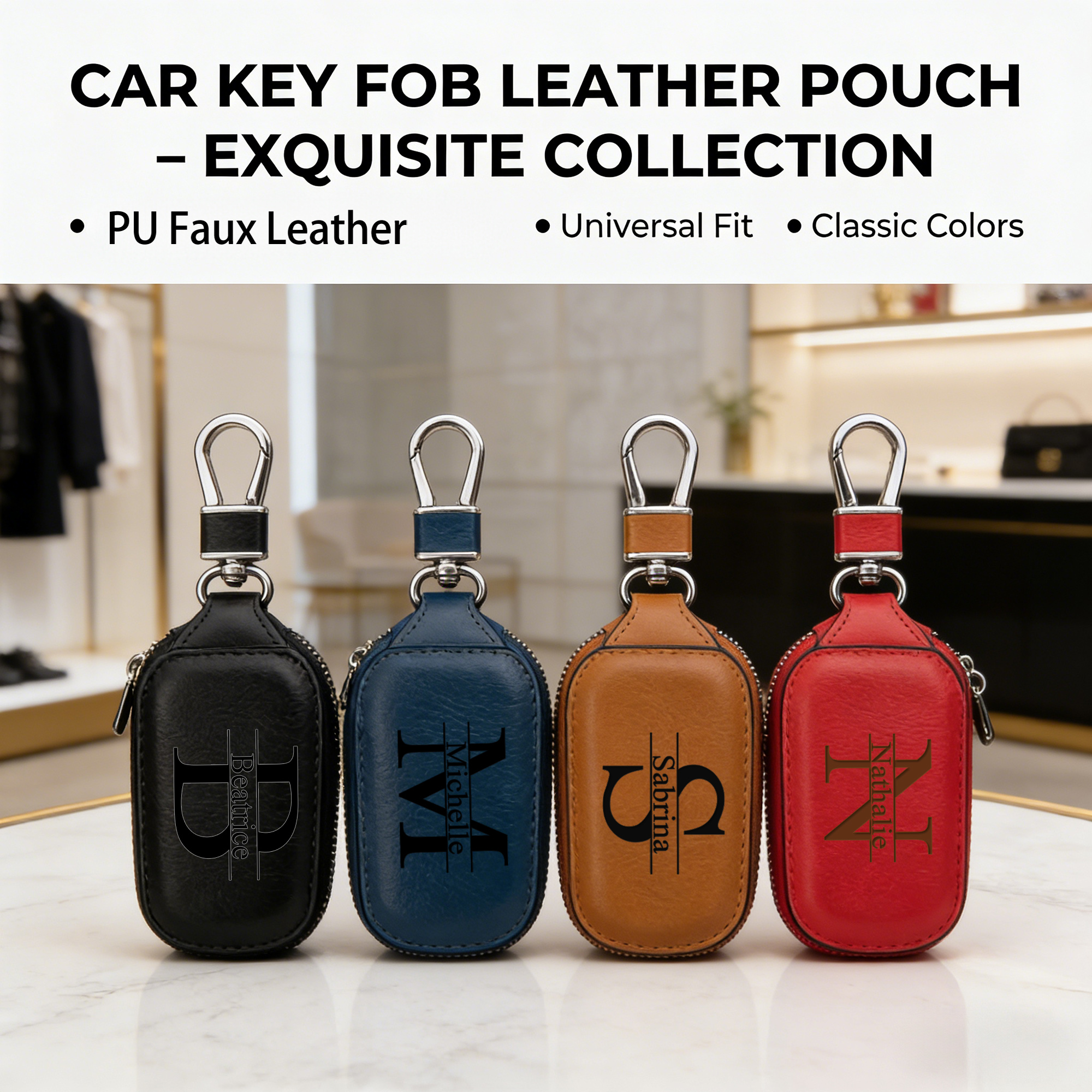 Personalized Custom Zipper Key - Monogram Keychain Leather recension och pris