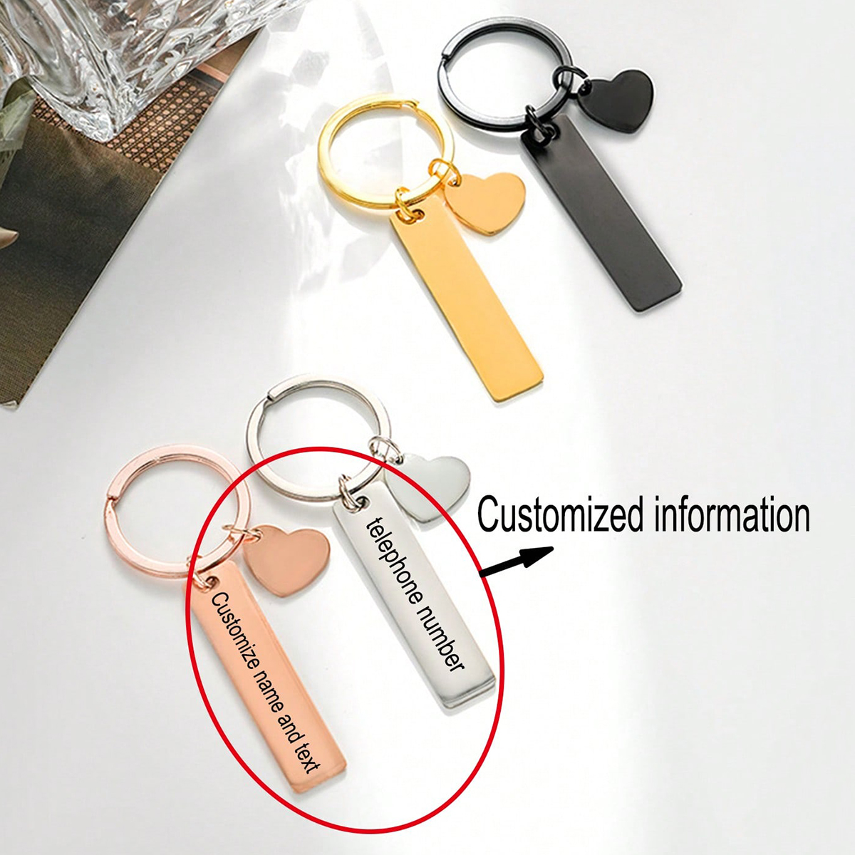 Custom Text Keychain Personali - Initial Ring Custom recension och pris
