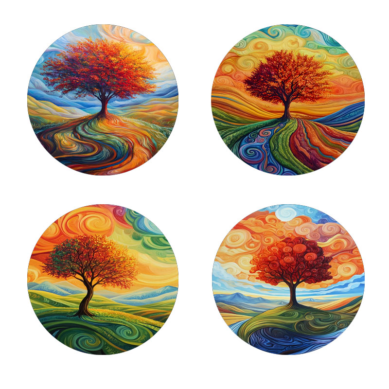 4 tree print coasters, suitabl - Family Tree Print recension och pris