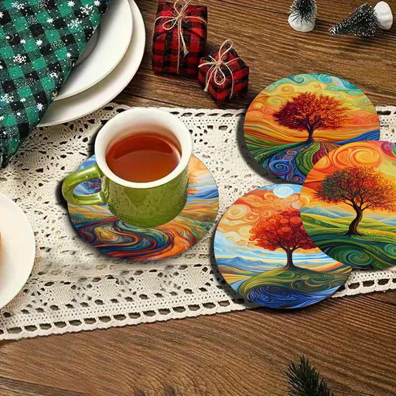 4 tree print coasters, suitabl - Family Tree Print recension och pris