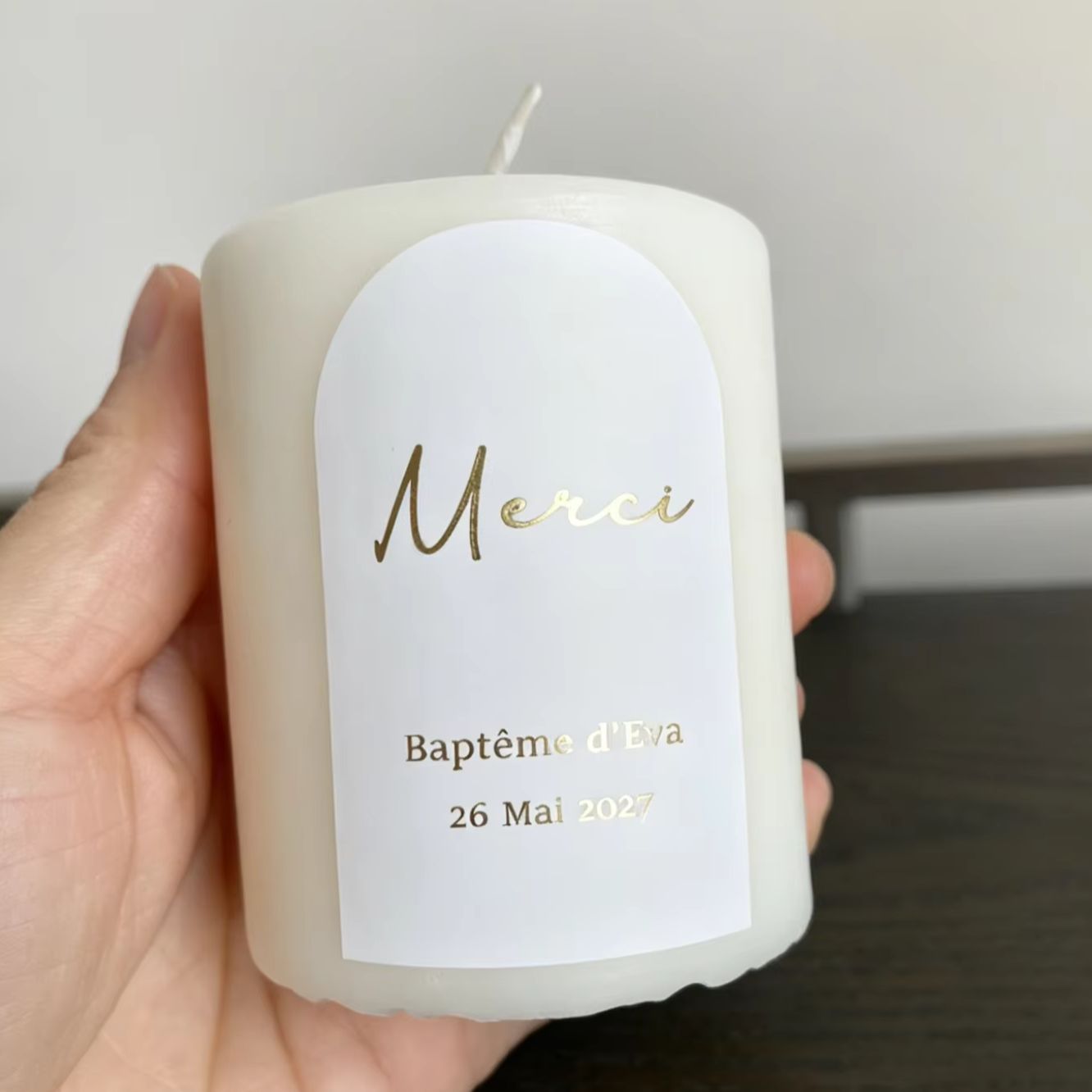 Custom Baptism Candle Merci Th - Personalised Candle Label recension och pris