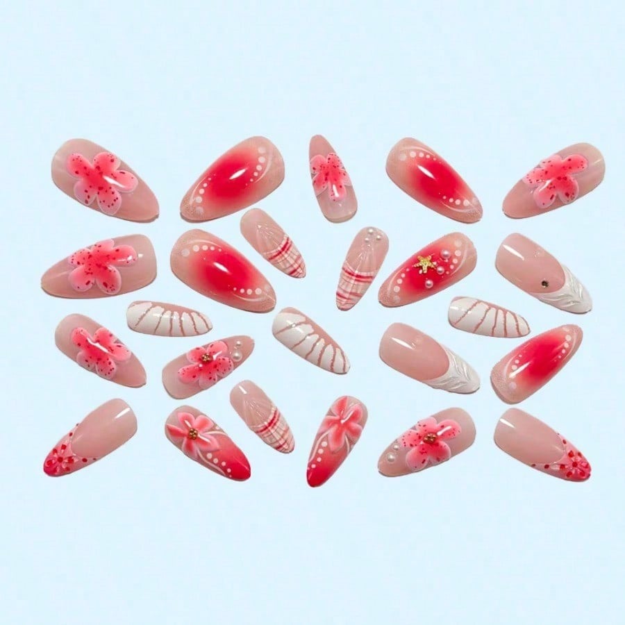 Women Pink 3D Flower Press On  - Pressed Flower Art recension och pris