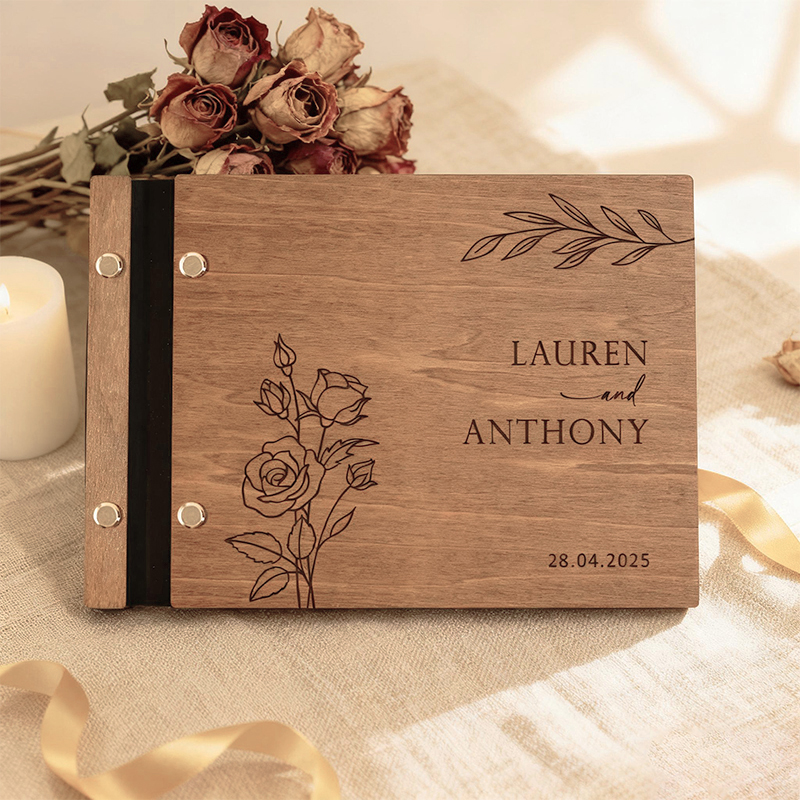 Personalized Wooden Wedding Gu - Custom Photo Book recension och pris