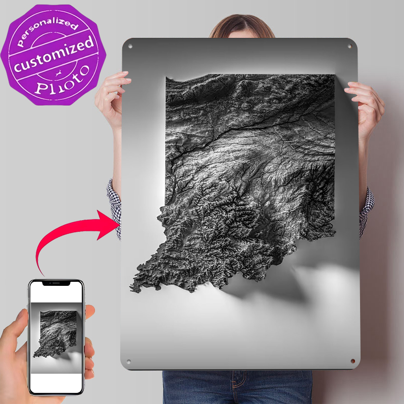 Indiana Topographic Map Printe - Custom Map Poster recension och pris